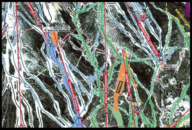 A map of the Copper Mountain Ski Area in Colorado