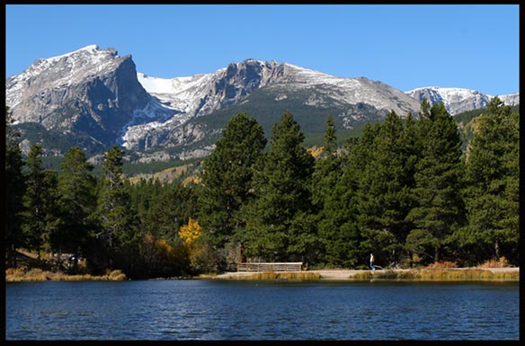 Hallett Peak and Flattop Mountain from Sprague in Rocky Mountain National Park, Colorado 