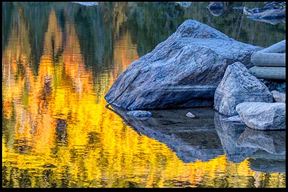 The colors of fall reflected in Bear Lake, Rocky Mountain National Park, Colorado