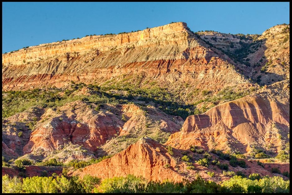 The rock cliffs of Palo Duro Canyon, Texas and Psalm 18:1, 2 Bible verse God my rock