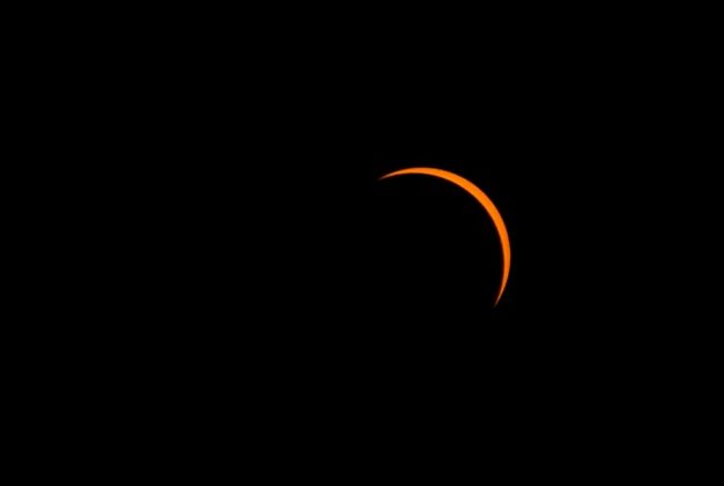 A solar eclipse photo right after totality ended