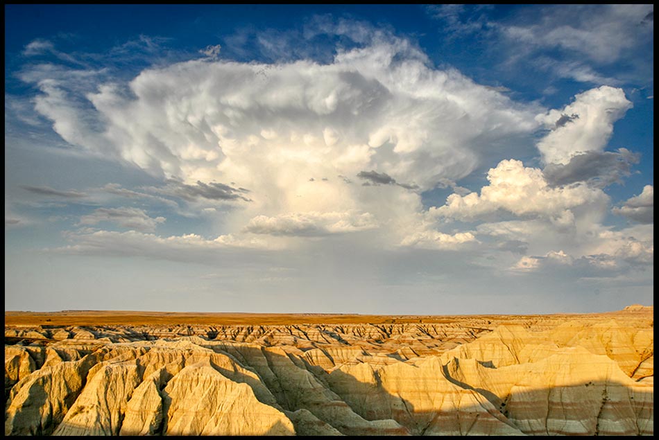 Thunderhead Cloud, Badlands National Park, South Dakota and Job 37:2-4 Bible verse and The Voice of thunder