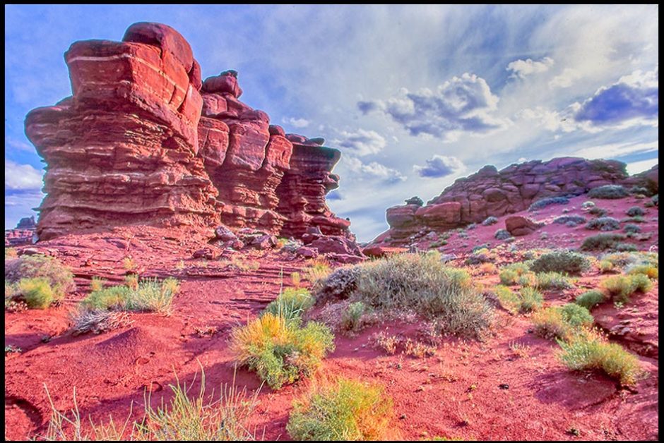 Ancient eroding red rock formations, Canyon Lands National Park, Utah and Isaiah 46:9. Our unchanging God Bible verse