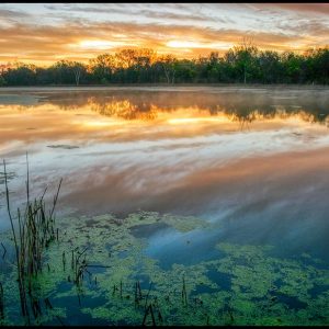 Daybreak sky over the waters of The Great Marsh, Fontenelle Forest, Bellevue, Nebraska. Bible Verse of the Day: Matthew 25:23