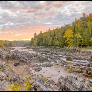 A Fall sunrise over the Saint Louis River in Jay Cooke State Park with Isaiah 1 and the whole earth is filled with his glory
